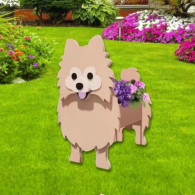 Brown Pomeranian Dog Planter Plant Pots,Cute Garden Dog Flower Planter,Large Dog Planters Birthday Gifts for Women,Office,Indoor/Outdoor Decor(9.84 * 8.66 * 16in) by GreenHaven Gardens