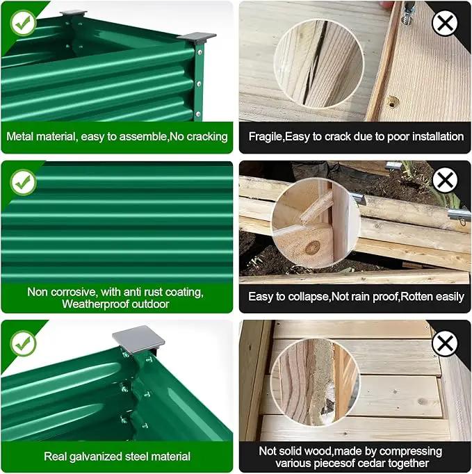 Land Guard Galvanized Large Metal Raised Garden Bed with Legs for Vegetables (Green) by GreenHaven Gardens