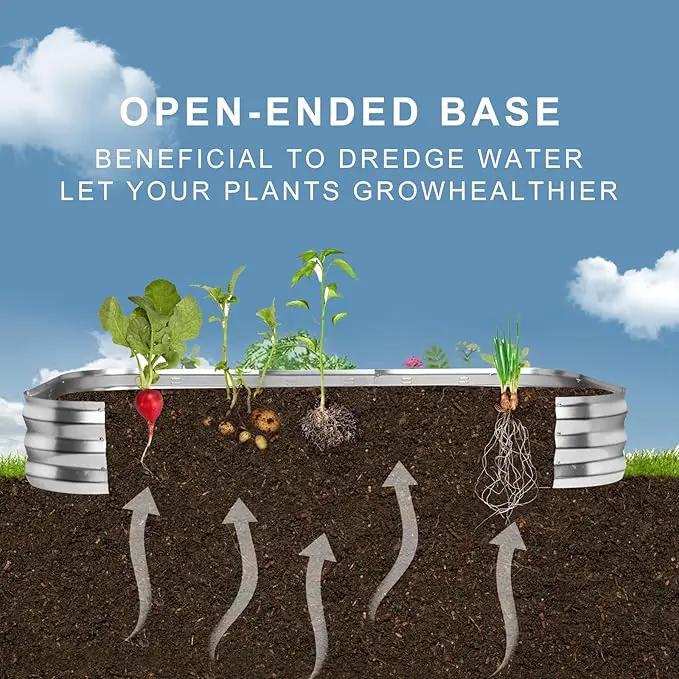 Galvanized Raised Garden Bed Kit, Large Metal Raised Garden Beds for Vegetables, Galvanized Planter Raised Garden Boxes Outdoor (Silver) by GreenHaven Gardens