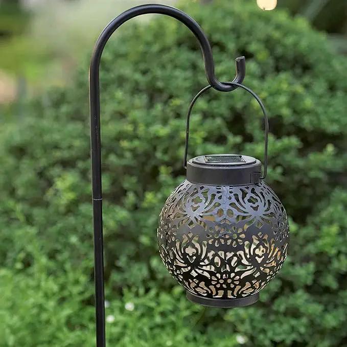 Set of 2 Solar Lantern Outdoor Hanging Decorative Lights for Garden Patio Porch Decorations. (Black) by GreenHaven Gardens
