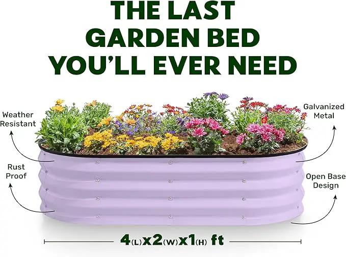 Galvanized Raised Garden Beds Outdoor // 4×2×1 ft Planter Raised Beds for Gardening, Vegetables, Flowers // Large Metal Garden Box (Lavender) by GreenHaven Gardens