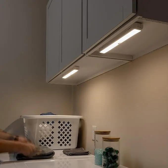 Amazon Basics LED USB/Battery Operated Light Bar, Swivel Motion Sensor, Stick on Lights, 250 Lumens, 12 Inches, Under Cabinet Lighting, Closet, Kitchen, 2 Pack, White by GreenHaven Gardens
