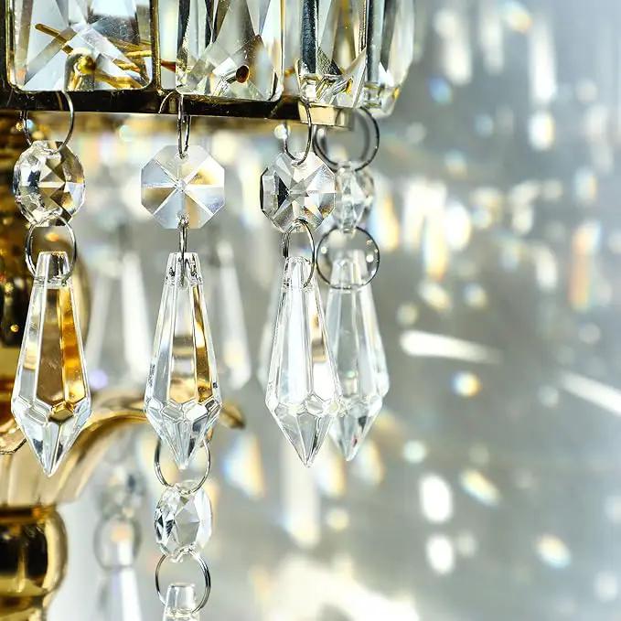HDCRYSTALGIFTS Clear Chandelier Icicle Crystal Prisms Octogan Glass Bead for Lamp Decoration,Pack of 50 (38mm&Silver Circle Clips) by GreenHaven Gardens