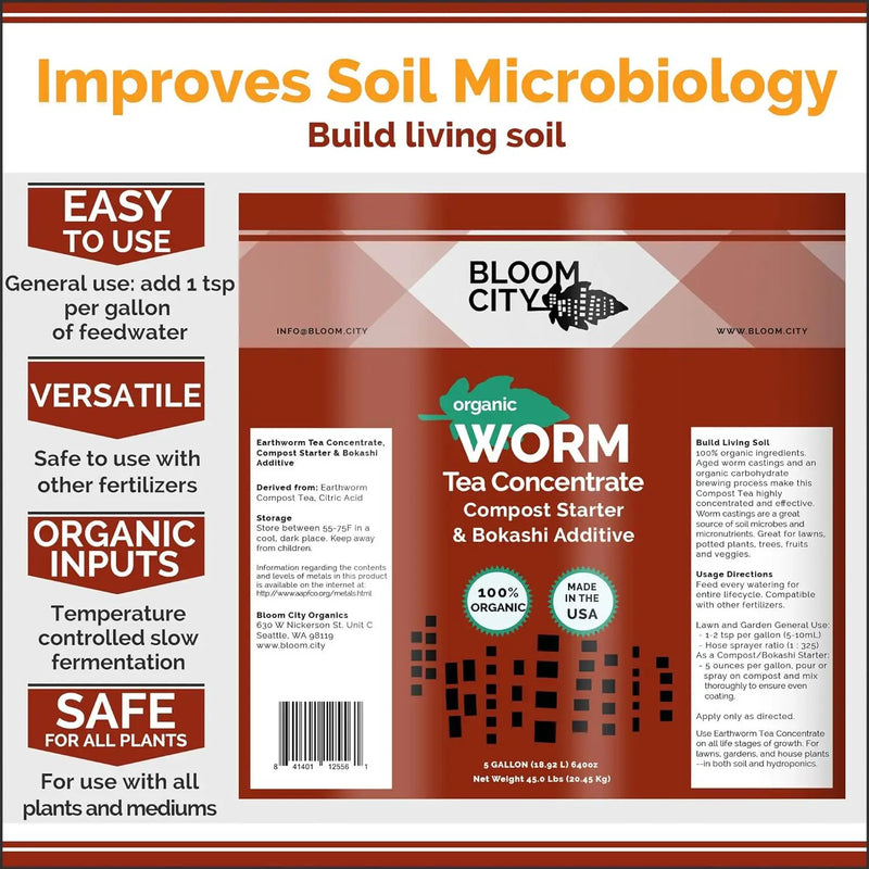 Bloom City Organic Worm Tea Concentrate and Compost and Bokashi Booster, 1/2 Pint (8 oz) by GreenHaven Gardens