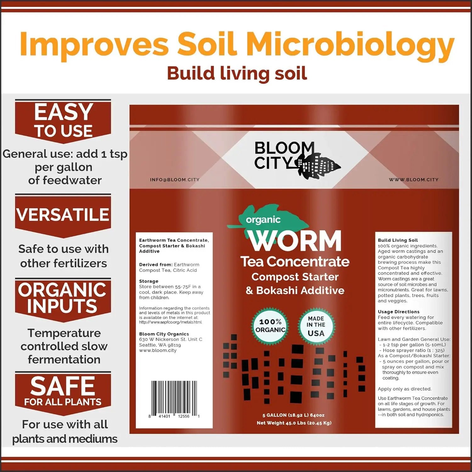 Organic Earthworm Tea Concentrate and Compost and Bokashi Booster by Bloom City, Quart (32 oz) by GreenHaven Gardens