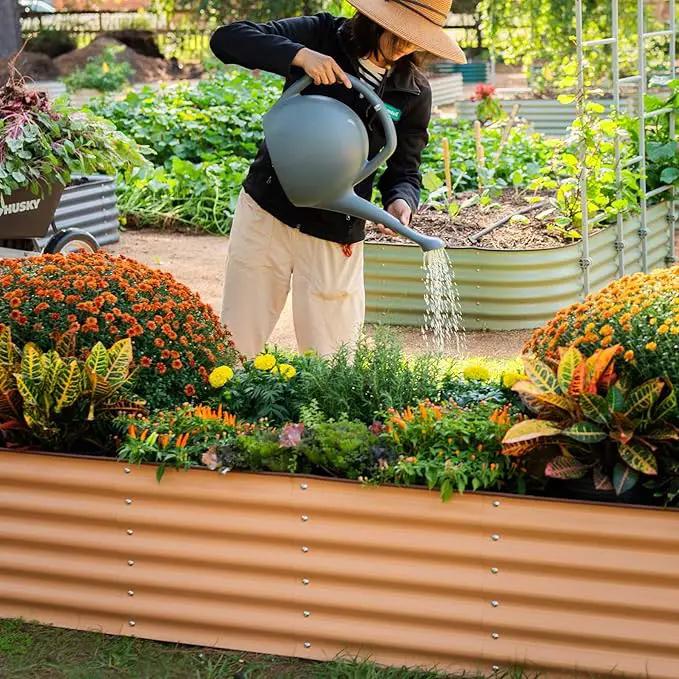 Vego garden Raised Garden Bed Kit, 17" Tall 10 in 1 Modular, Metal Planter Box for Vegetables, Flowers, Herbs, Terra Cotta by GreenHaven Gardens