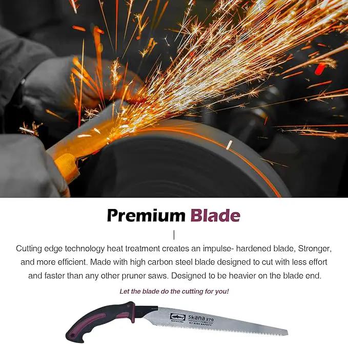 CustomGrips Professional 10.5 Inch Handle Saw, Ideal for Pruning, Horticulture, Tree Trimming, Camping, Gardening, Carpentry with Study High Plated Blade, Replaceable. [Carry Case Included] Large by GreenHaven Gardens