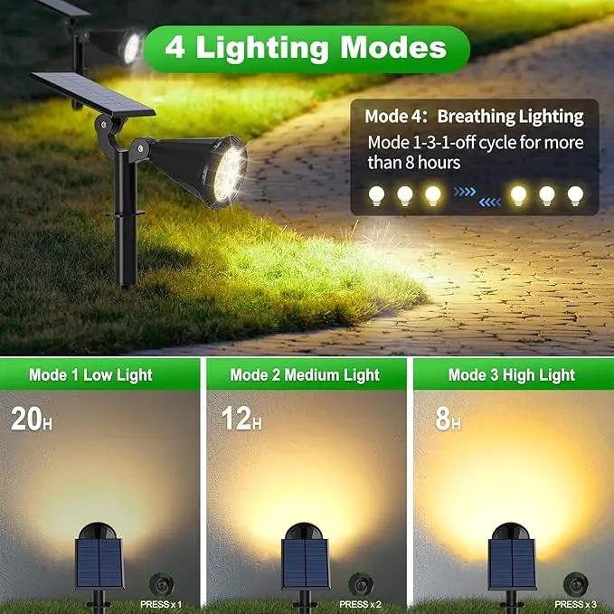 8 Pack Solar Spot Lights Outdoor Waterproof 180 Adjustable Solar Powered Landscape Lights for Yard, Garden, Pathway, Porch, Pool, Wall, 4 Lighting Modes, Warm White by GreenHaven Gardens