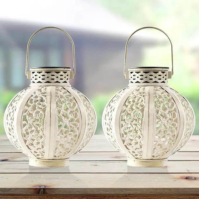 MAGGIFT 2 Pack Hanging Solar Lights for Outside,Solar Lanterns Outdoor Waterproof,Retro Hanging Lantern with Handle for Yard, Garden Decor, Gardening Gifts, Mom Birthday Gift, Beige White by GreenHaven Gardens