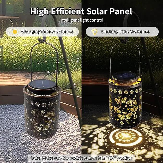 Solar Lanterns Outdoor Waterproof Dragonfly Garden Decor Gift for Women, Mom, Grandma, Hanging Metal Solar Lights for Yard, Patio, Porch, Backyard, Pathway Decoration by GreenHaven Gardens