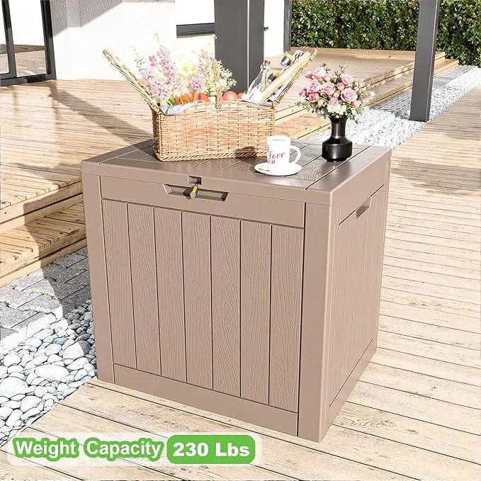 30 Gallon Outdoor Deck Box,Storage Lockable Waterproof Patio Furniture,Garden Tools,Cushions,Pool Accessories Outside Storage Resin Box(Grey) by GreenHaven Gardens