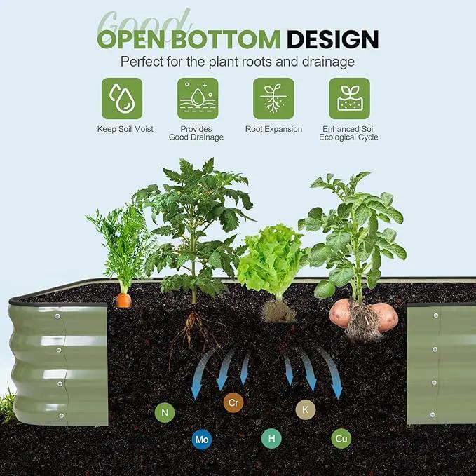 G GOOD GAIN 4-in-1 Adjustable Raised Garden Bed Kit | Galvanized Planter Boxes for Vegetables, Flowers | 12" Tall, Multiple Sizes (5x3x1ft, 4x4x1ft, 6x2x1ft, 7x1x1ft) | Outdoor Metal Raised Bed, Green by GreenHaven Gardens