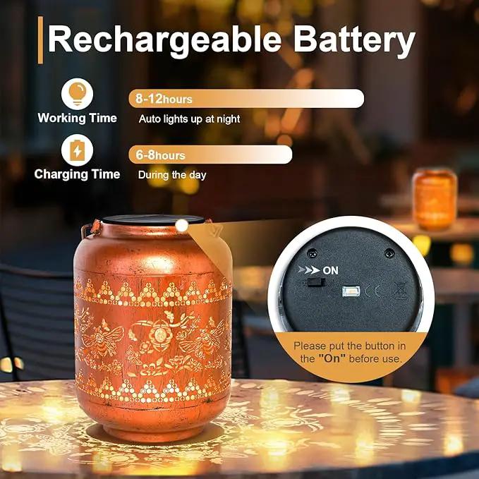Bee Solar Lanterns Outdoor Hanging Waterproof Bee Garden Decor Christmas Gifts for Women Mom Grandma Metal Solar Lights Decoration Outside for Yard, Patio,Pathway Landscape by GreenHaven Gardens