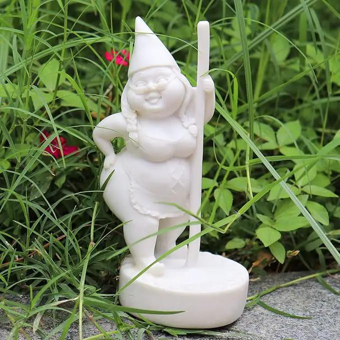 Paint Your Own Garden Gnome Statues, Unpainted Pole Dancing Gnome Statue, Unpainted DIY Gnome Figurines, Funny Outdoor Gnome Figure, Dancing Lady Gnome Statue(6.7"/17 cm) by GreenHaven Gardens