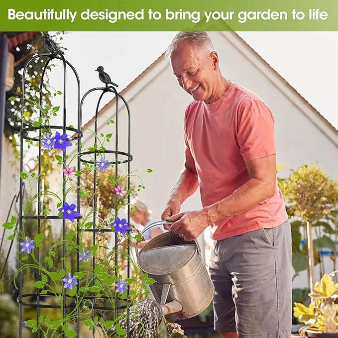 2 Pcs Garden Trellis for Climbing Plants, 6 Ft Rustproof Metal Pipe with Heavy Duty Plastic Coated, Garden Outdoor Indoor Potted Plant Support, Obelisk Garden Trellis for Climbing Vine by GreenHaven Gardens