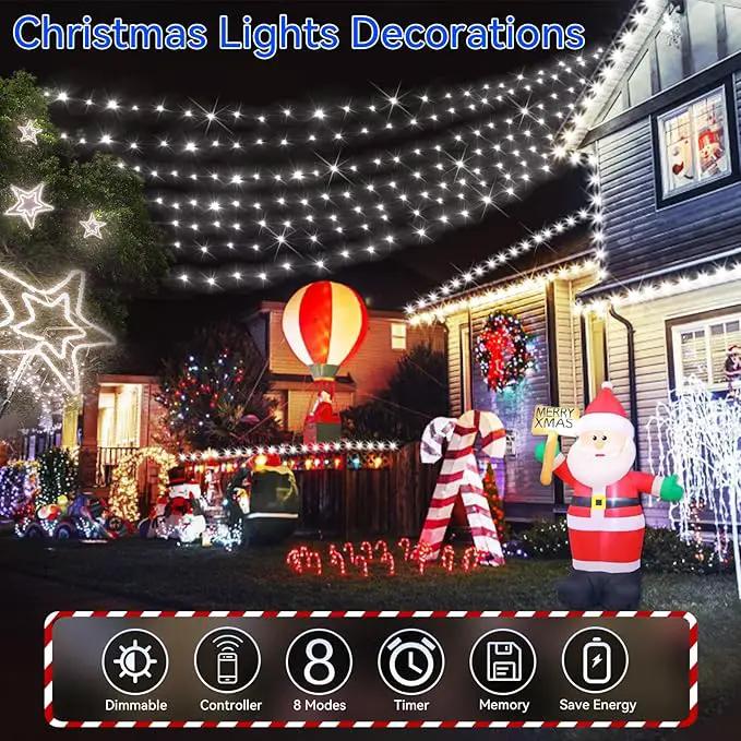 Hezbjiti 1000 LED 403 FT Christmas String Lights Outdoor, 8 Lighting Modes IP44 Waterproof Fairy Lights with Timer and Dimmable Function for Home Party Tree Decorations (Cold White, Clear Wire) by GreenHaven Gardens
