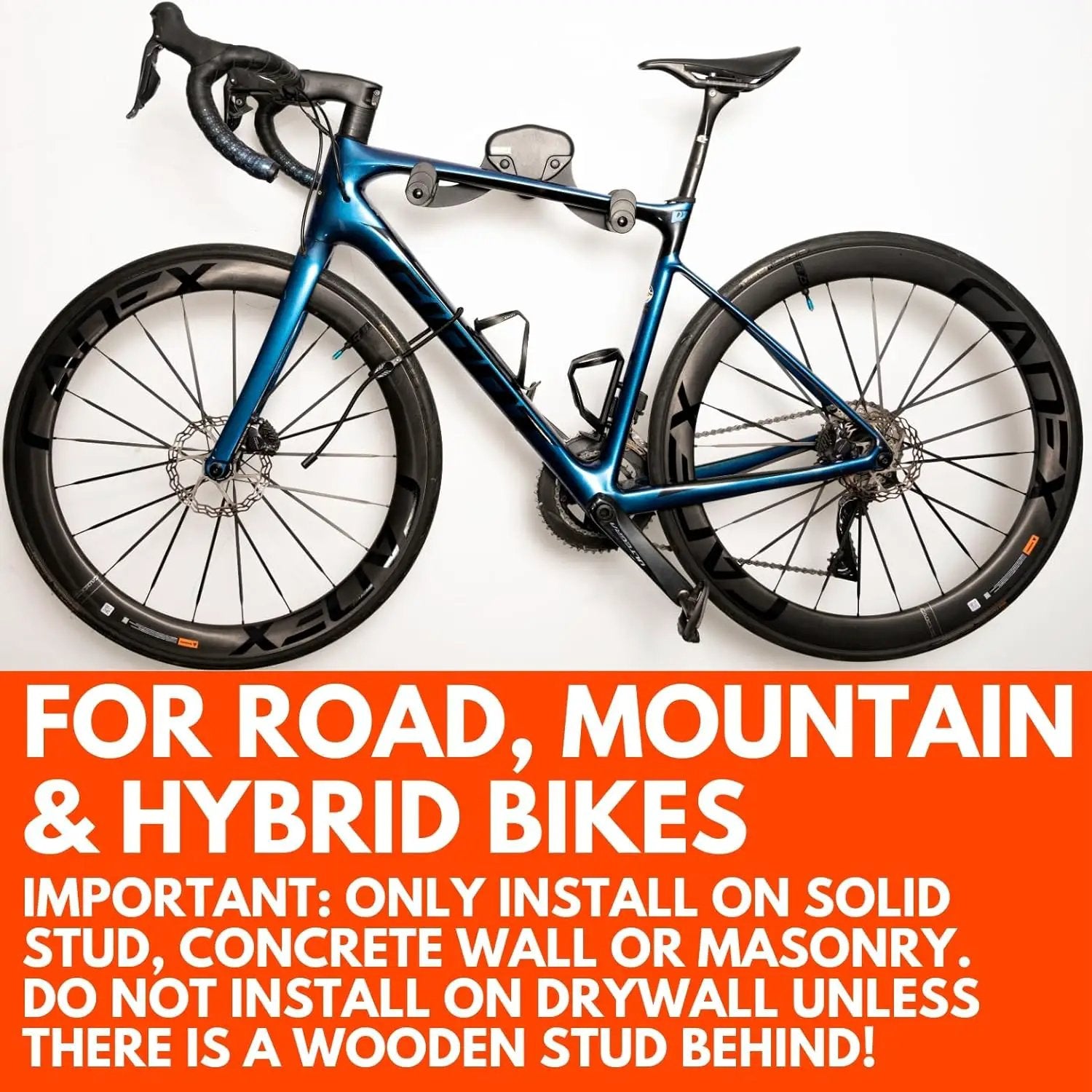 Bike Wall Mount - Horizontal Wall Hanger, Adjustable Design for Road, Mountain and Hybrid Bikes up to 48.5 lbs - Space-Saving Bike Rack for Garage or Apartment - Sturdy Indoor Bicycle Storage by GreenHaven Gardens