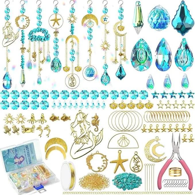 420pcs Suncatcher Making Kits for Adults Crystal Sun Catchers Crafts with Hooks Chains Pendants Rainbow Maker for Window Hanging Prism Indoor Outdoor Garden Xmas Wedding Party Decor (Mermaid) by GreenHaven Gardens