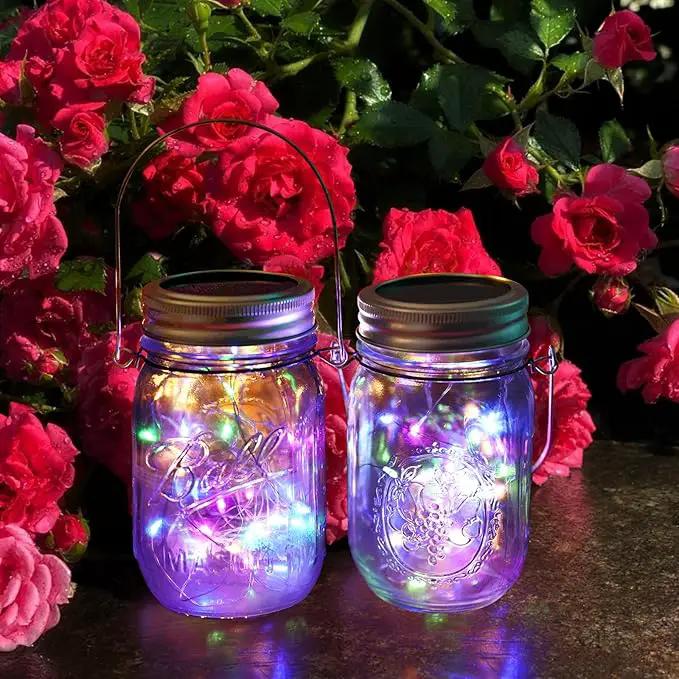 Solar Mason Jar Lid Lights, 10 Pack 30 LED Waterproof String Fairy Star Firefly Jar Lids Lights with Hangers for Patio Garden Yard Lawn Party Wedding Christmas Decoration (Jars Not Included) by GreenHaven Gardens