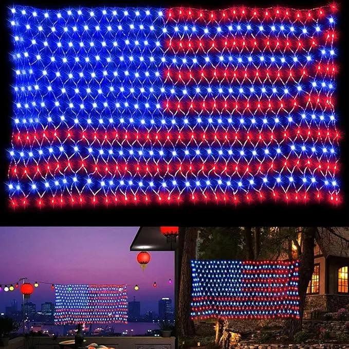 American Flag Light, 420 Super Bright LEDs Net Light Waterproof US for Independence Day July 4th, Yard, Garden Patio Yard Holiday Decoration by GreenHaven Gardens