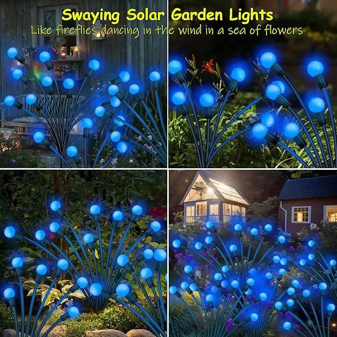 Solar Garden Lights Outdoor, 2 Pack 20 LED Blue Firefly Lights, Waterproof, Sway by Wind, for Yard Patio Backyard Garden Planter Flower Bed Pathway Decoration by GreenHaven Gardens