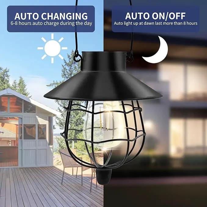 Solar Hanging Lantern Outdoor Waterproof Solar Lanterns Hanging Lights for Outside with Bright Warm White Light for Garden Patio Yard Pathway 2 Pack(Black) by GreenHaven Gardens