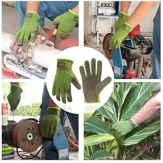 HLDD HANDLANDY 2 Pairs Leather Gardening Gloves for Men, Utility Work Gloves for Gardening, Yardwork, Construction, Mechanics, Great Garden Gifts for Men Women by GreenHaven Gardens