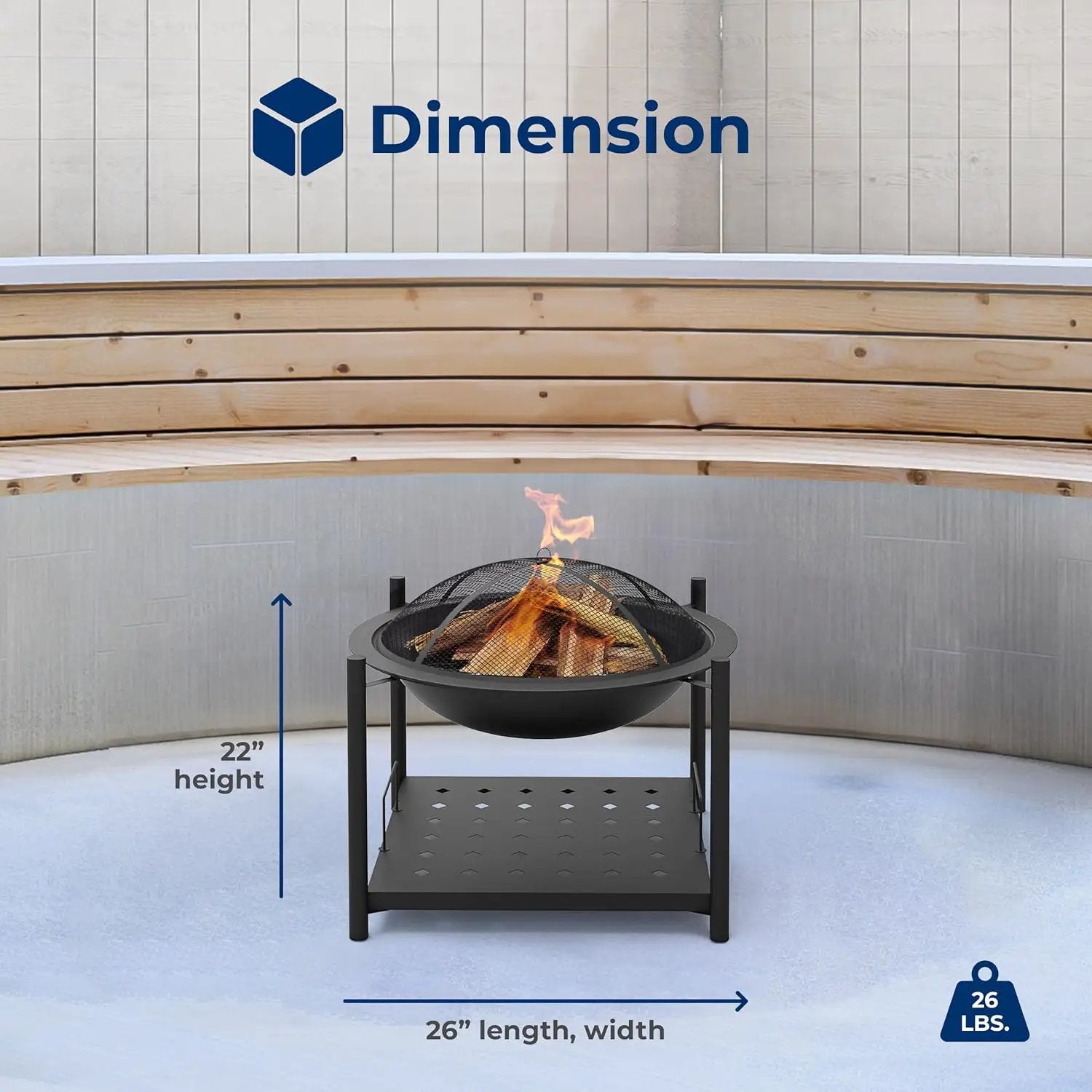 SereneLife Portable Outdoor Fire Pit - 2-in-1 Steel BBQ Grill and 26" Wood Burning Fire Pit Bowl with Mesh Spark Screen, Log Grate, Fire Poker, and Cover for Camping, Picnic, Bonfires by GreenHaven Gardens