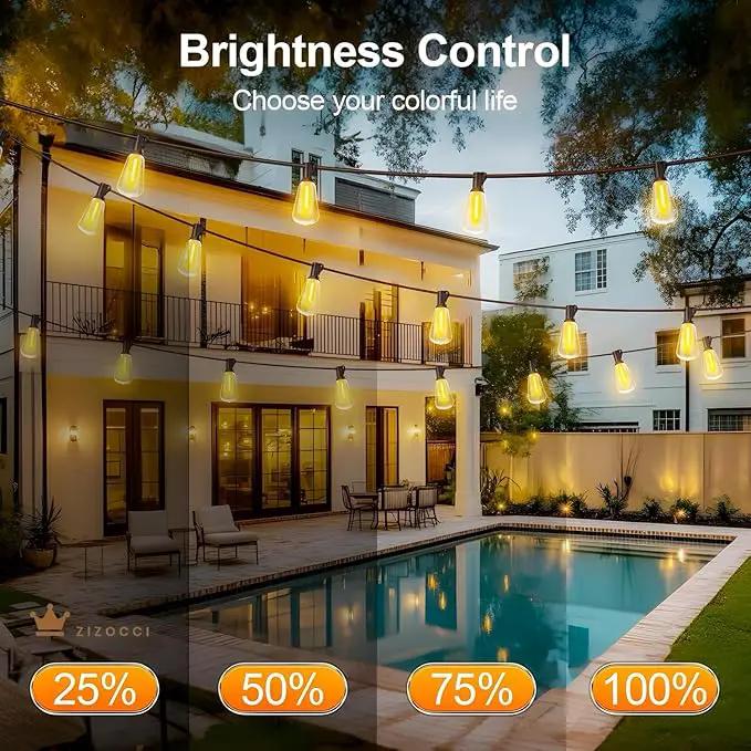String Lights for Outside 100Ft 30M - Patio Lights Outdoor Lighting Waterproof Lights, Remote Dimmable ST38 Shatterproof Wedding Decorations, Birthday, Chrismas, Haloween, Balcony, Garden Party by GreenHaven Gardens