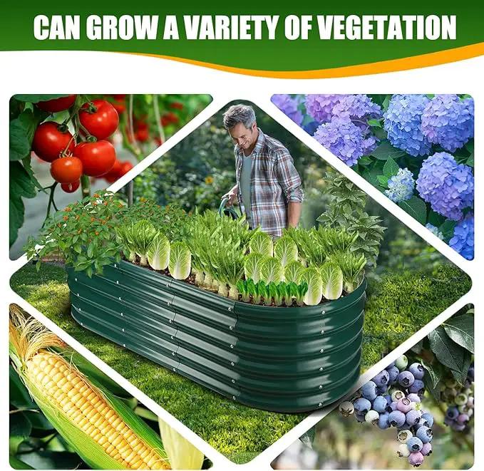 17" Tall Elevated Oval Metal Raised Garden Bed - 5ft x 2ft in Size and 0.8MM Thick Durable Planter Bed/Box for Vegetables Flowers Succulent at Patio/Garden Outdoor (Dark Green, 5X2X1.4 FT) by GreenHaven Gardens