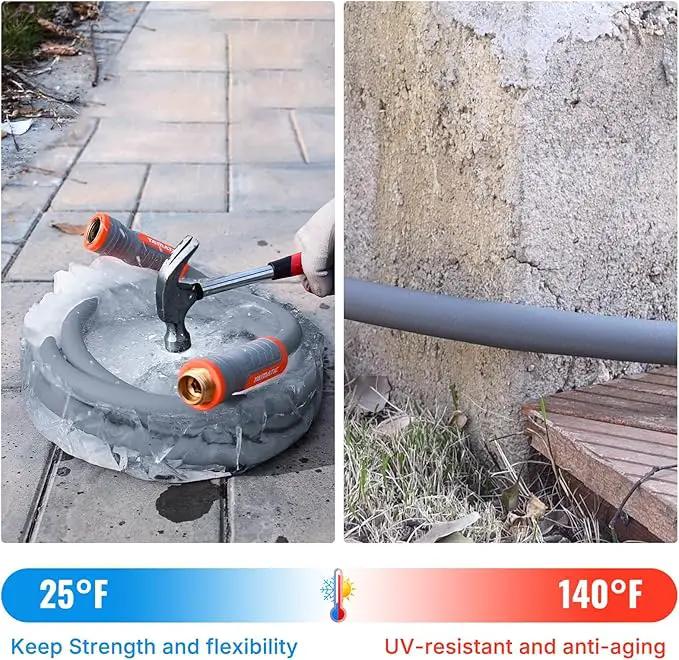 YAMATIC Short Garden Hose 5/8 in x 5 ft with Swivel Handle, Super Flexible Leader Hose for Hose Reel, All-weather, Lightweight, Burst 600 PSI, Grey by GreenHaven Gardens