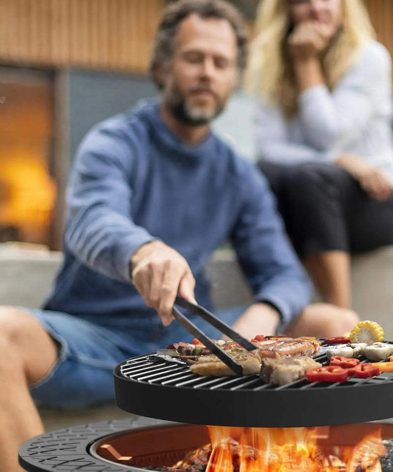 35 Inch Fire Pit with BBQ Grill, Wood Burning Fire Pits for Outside with Lid & Fire Poker, 3 in 1 Round Metal Fire Pit Table with Cooking Grate, Outdoor Firepit for Backyard, Patio, Bonfire, Picnic by GreenHaven Gardens