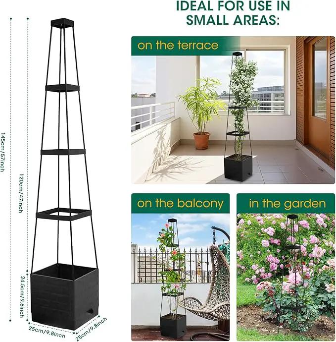 MQFORU 2Pack Raised Garden Bed Planter Boxes with Trellis, 57" Self-Watering Tomato Planter Boxes with Trellis for Climbing Vegetable and Plants, Tomato Cage for Indoor Outdoor Use by GreenHaven Gardens