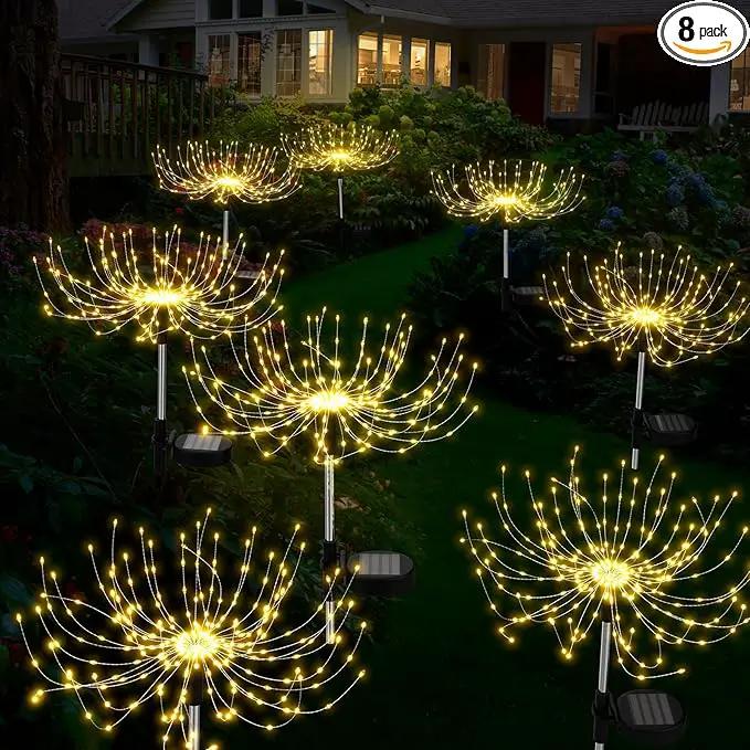 Solar Outdoor Lights Outdoor Waterproof 200 LED Firework Light Solar Powered Sparkles Landscape Fairy Light Outside Decorations Lights for Yard Patio Pathway Lawn Party Decoration, 8 Pack by GreenHaven Gardens