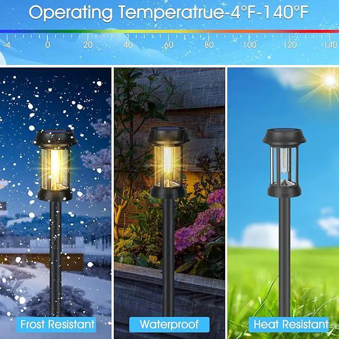 Solar Pathway Lights, 8 Pack Glass Solar Lights Outdoor, Solar Stake Lights Landscape Lighting for Outside Path Walkway Driveway Sidewalk Lawn Yard Garden Decor by GreenHaven Gardens
