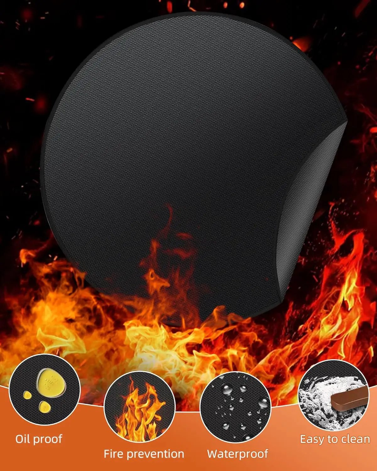 Round BBQ Grill Mat, 48 Inch Double-Sided Fireproof Pad 4-Layer Deck Protector for Indoor Outdoor Grilling by GreenHaven Gardens