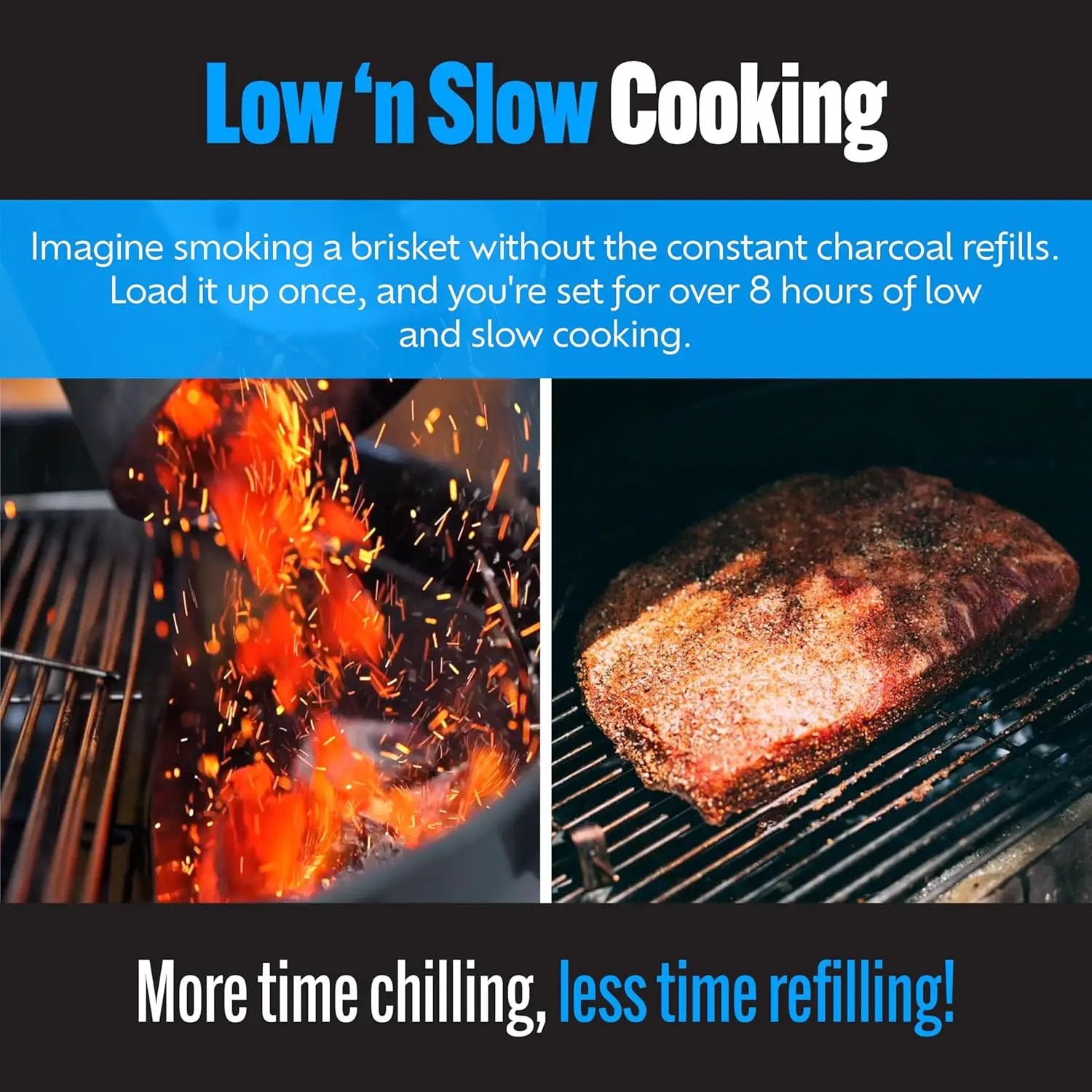 SnS Grills Slow ‘N Sear Charcoal Inserts for Low ‘N Slow & High-Heat Cooking - Patented Stainless Steel Accessories for Kettle Grills - Low Profile 22" by GreenHaven Gardens