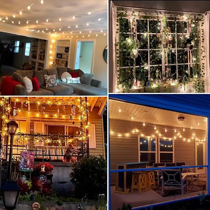 25Ft G40 Outdoor Patio String Lights,LED Bistro String Light with 27 Clear Shatterproof Bulbs(2 Spare),Decorative String Lights for Patio Garden Backyard Cafe Party Wedding Christmas,White Wire by GreenHaven Gardens