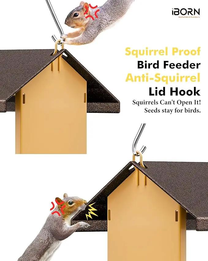 iBorn Bird Feeders for Outdoors,Bird House Feeder with Weatherproof Metal Roof & 8 Drain Holes,Fully Detachable Birdfeeder Design,Easy Clean & Refill,Chew-Proof PC Windows,1.5 Lbs Capacity,Coffee Roof by GreenHaven Gardens