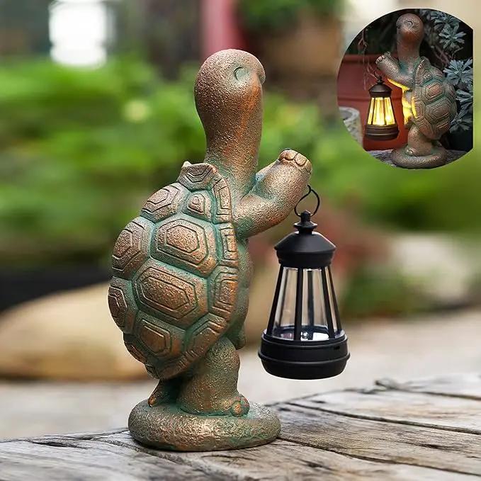 Turtle Solar Powered Outdoor Garden Statue, Resin Turtle Statue with Solar Light Lantern, Decorative Lawn, Yard Outdoor Turtle Decoration. Unique Home Decoration, Gifts for Women by GreenHaven Gardens