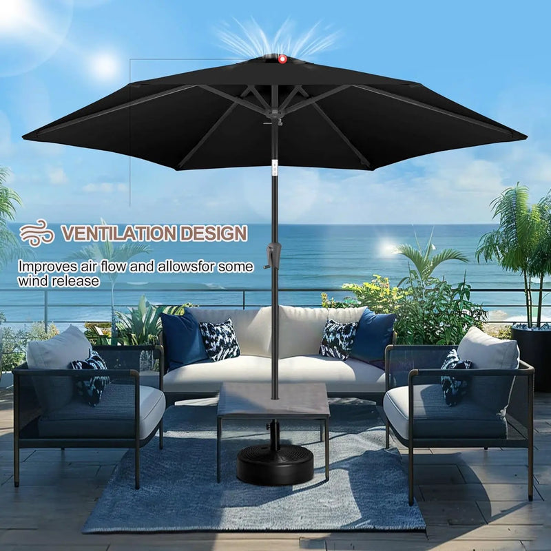 FLAME&SHADE 10ft Patio Umbrella - Outdoor Umbrella with 6 Sturdy Ribs, Push Button Tilt and Crank, UV Protection Table Market Umbrella for Pool, Porch，Garden, Deck, Backyard (Black) by GreenHaven Gardens