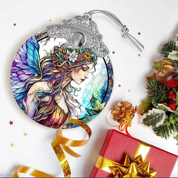 Stained Glass Suncatcher, Jocidea Fairy Ornament, Christmas Ornaments, Holidays Ornaments, Christmas Tree Decor, Fairy Decor for Home, Fairy Gifts by GreenHaven Gardens