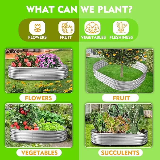 Durable -0.8MM Thick,Crimped Edge 6X3X1 FT Large Oval Galvanized Steel Raised Garden Bed/Galvanized Metal Planter Box for Planting in The Backyard/Garden (Silver, 72X36X12 Inches) by GreenHaven Gardens