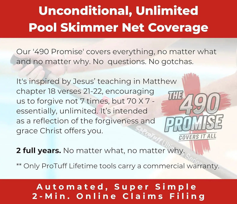 ProTuff 17" Silt Net Pool Skimmer – 2 Year Unconditional Free Replacement – Durable Fine Mesh Net for Silt & Debris – Heavy-Duty Aluminum Frame, Deep Bag for Easy Cleaning by GreenHaven Gardens