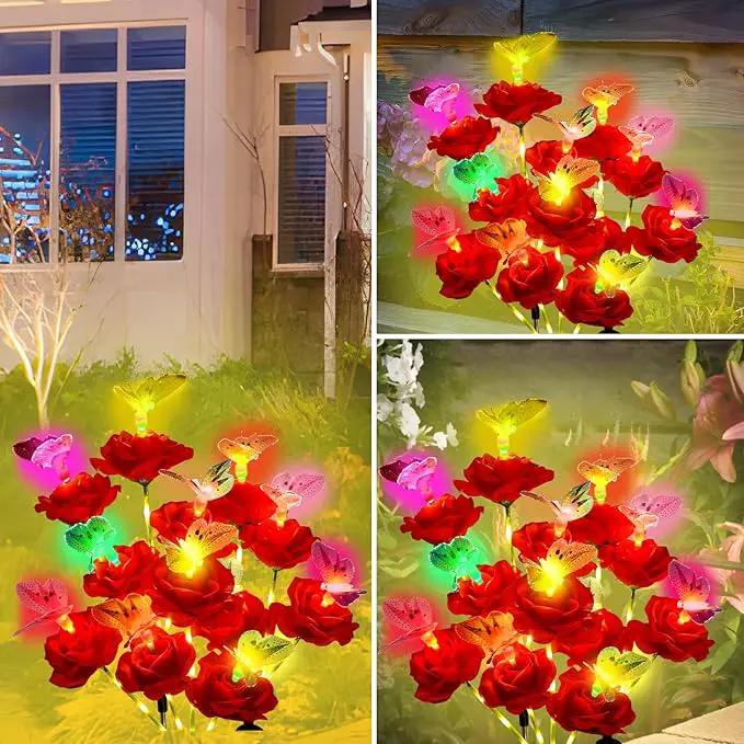 Solar Butterfly Rose Garden Lights Outdoor Waterproof Decorative Flower Garden Decor Yard Patio Lawn Outdoor, Gifts for Mother's Day3 Pack Gifts for Women (Butterfly Rose) by GreenHaven Gardens