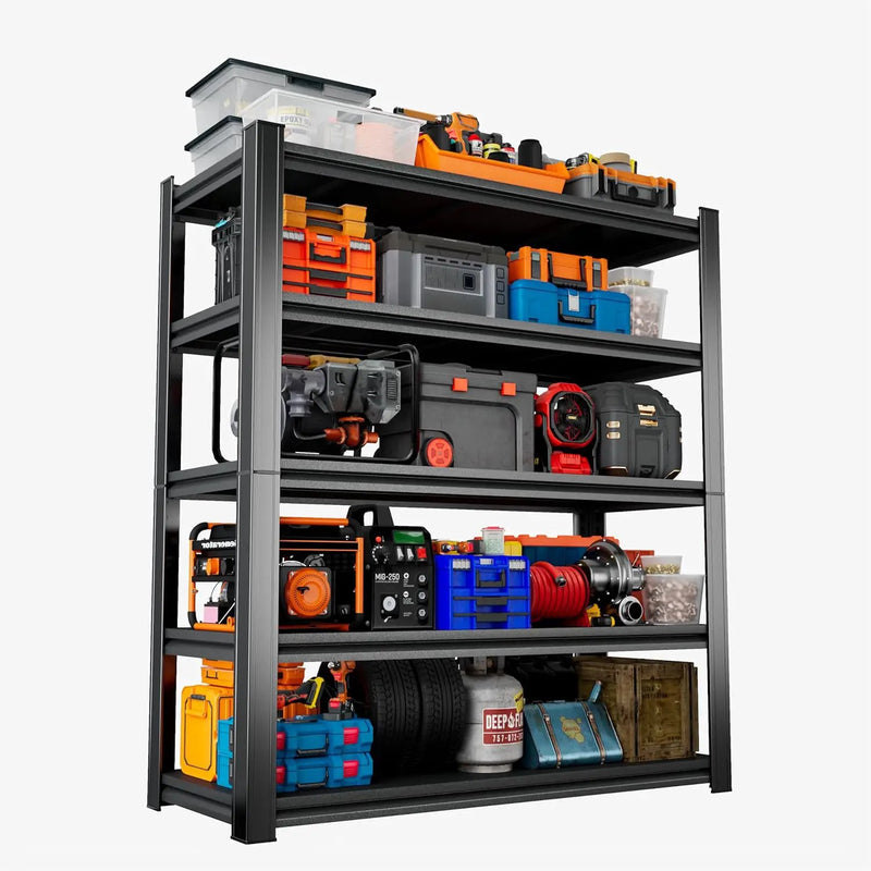 Heavy Duty 5-Tier Shelving Unit 2500LBS Capacity - Adjustable Steel Garage Shelves for Warehouse, Basement Storage(63''H x 39.4''W x 15.7''D) by GreenHaven Gardens