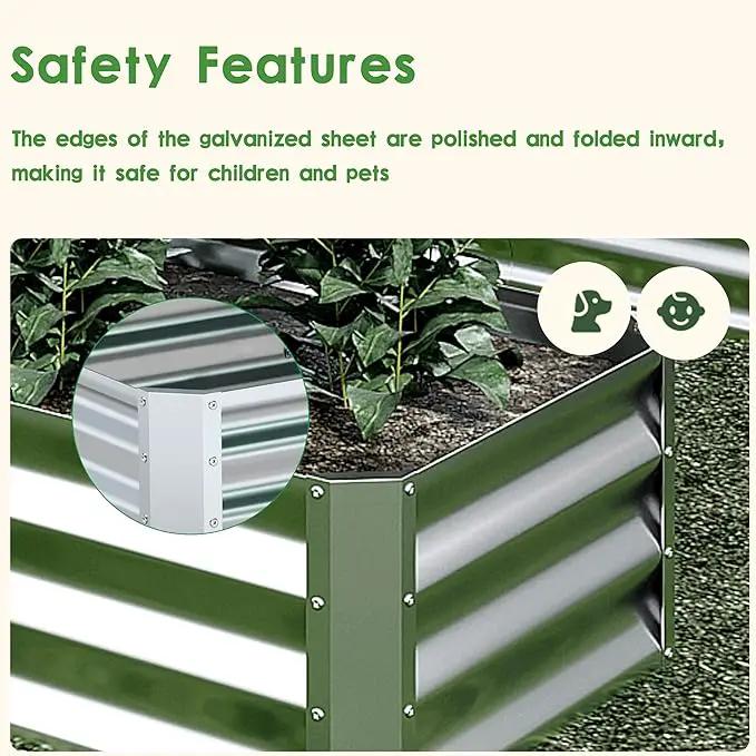 EKX 8x4x1FT Galvanized Raised Garden Bed, Raised Garden Bed Kit-Metal Planter Box Outdoor,Planting for Vegetables, Fruits,Herbs, Flowers-Slive by GreenHaven Gardens