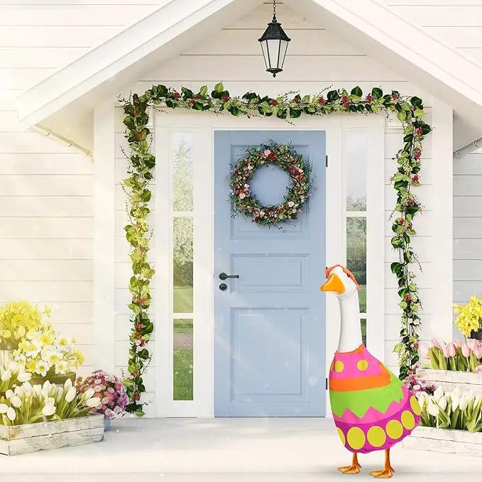 Easter Egg Goose Outfit Spring Lawn Porch Goose Clothes Easter Plastic Goose Costume for Cement Goose 23" Easter Party Outdoor Patio Yard Lawn Art Decoration by GreenHaven Gardens