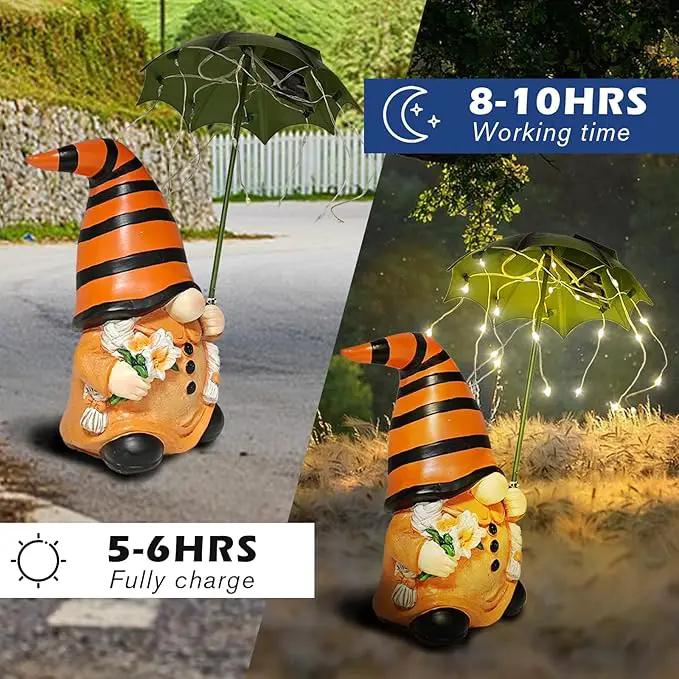 Garden Gnomes Outdoor Statues Decorations - Solar Gnome Figures with Umbrella Lights,Gnome Ornaments,Outside Patio Lawn Yard Art Decor,Funny Garden Gnomes Gifts for Women/Mom Birthdays by GreenHaven Gardens