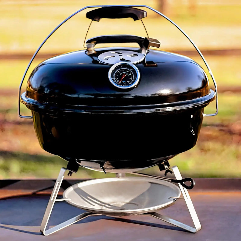 SnS Grills Slow ‘N Sear Travel Kettle, 2-Zone Cook Charcoal Basket and Easy Spin 18” Grate - Portable Charcoal Grill for BBQ Cooking - Travel Kettle 18” by GreenHaven Gardens